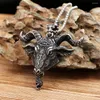 Catene Gothic Vintage Mens Viking Lucifero Satana Collana con ciondolo a testa di toro Collane con animali in acciaio inossidabile Regalo di gioielli di moda punk