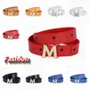 TopSelling Famous brand designer fashion letter M buckle men's and women's waist belt classic luxury top quality man/boy black white red blue orange belt party wedding