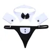 مجموعة مثيرة ملابس داخلية للرجال مجموعة T-Back Tuxedo G-String Thong Thong's Men's Menwear مع Tie Wrist و Cuffs 230520