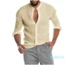 Nuove camicie da uomo di arrivo Polos Polos a V-Neck Long Linen Party Casual Shirts traspirante