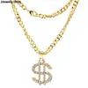 Zincirler ABD Doları Para Kolye Kolyeleri Altın Renk Uzun Zincir Kolye Erkek Kadın Aksesuar Hip Hop Takı