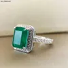 حلقات الفرقة 2020 Trend Vintage 925 Sterling Silver Silver Synthetic Emerald Gemstone Lab Diamond Rings for Women Wedding Engagement Band Fine Jewel J230522