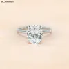Bandringar Tigrade Solid 925 Sterling Silver Rings for Women 30ct Oval Cut Zirconia Diamond Solitaire Ring Wedding Band Engagement Bridal J230522