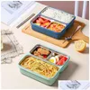 Dinnerware Sets 2/3Grid 304 Stainless Kids Steel Bento Lunch Box Student Worker Portable Container Storage Thermal Kitchen Accessori Dhnot