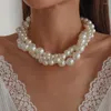 Chains Elegant Multilayer Vintage White Imitation Pearl Choker Necklace For Women Wedding Fashion Statement Collar Jewelry Part