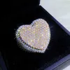 Özel Mücevherler 925 Sterling Gümüş Moissanit Ring VVS Elmas Hip Hop İki Renk Kalp Yüzüğü