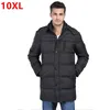 Heren down mannelijk plus size dikke middellange jas standaard kraag casual bovenkleding grote grote werven lange jas 8xl 7xl