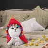 Cat Costumes Pet Dog Puppy Red Scarf Hat Christmas Clothes Warm Apparel Cloak Year