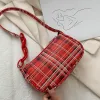 Dames schoudertas retro plaid onderarm tassen ketting band rits ritssluiting casual ontwerper mini handtassen