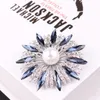 Brooches Pins TODOX Blue Crystal Sunflower Rhinestone Pearl Brooch Concise Style Wedding Gifts For Girls Full Dress Garment Accessory