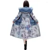 Women's Trench Coats Double-faced Fur Coat Women's Long Section Winter Coton Jacket 2023 Fashion Retro Printed Parka Overcoat Female