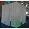 2.5m Portable LED Inflatable Photo Booth Enclosure White Cube Photo Booth Tent with Lights/Photo Booth Backdrop for Party