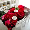 Table Cloth Valentine Themed Rectangle Tablecloth Rose Printing Washable Cover For Wedding Decor Home Party Dinner