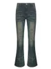 Pantalon deux pièces pour femmes Weekeep Distressed y2k Jeans évasés Streetwear Low Rise Rivet Stitching Cargo 90s Grunge Women Denim Pantalons Vintage 230522