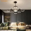 Lustres Moderne Led Lustre Lampe Pour Salon Salle À Manger Chambre Restaurant Avec Télécommande Maison Loft Noir Nordic Luminaire