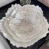 Plates Glass Fruit Plate Nordic Modern White Flower Shape Household Snack Cake Dishes Crystal Pearlescent Home Simple