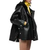 Casado de couro feminino Lady Genuine Sheepskin Jacket Moda