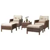 Camp Furniture Costway 5 PCS Rattan Wicker Set Sofa Ottoman W/Brown Cushion Patio Garden Yard HW54520CF