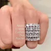 Band Rings 9 Styles Eternity Lab Diamond CZ Ring 925 Sterling Silver Bijou Engagement Wedding Band Rings for Women Men Charm Party Jewelry J230522