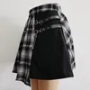 Jupes 90s femmes Harajuku Punk irrégulière Mini jupe patineuse plissée découpe asymétrique taille haute Hip Hop Clubwear gothique Y2K
