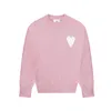 Ami SWEATER Fashion Paris Sweter Mens Designer Kolejki Koszule długie rękawy French High Street Hafted A Heart Wzór okrągłego szyi 6888SSS