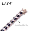 Necklaces LAYA 925 Sterling Silver Rose Gold Inlaid Synthetic Blue Crystal Bracelet For Women Wedding Original Modern Luxury Jewelry