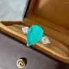 Klusterringar elegant paraiba oval safir full diamantpar ring för kvinnor geometriska zirkoniuma engagemang parti gåva smycken