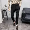 Trajes para hombres Blazers para hombres Pantalones de moda Gris británico Color sólido Elástico Slim Fit Pantalones casuales Light Business The Listing