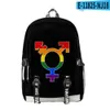 Mochilas de mochila LGBT Backpacks viajam mochilas esportivas ao ar livre para homens 22 cores 46 cm de grande capacidade Rainbow Rainbow ao redor do livro de impressão digital 3D