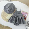 Fille Robes D'été Bébé Filles Plage Princesse Robe Mignon À Carreaux Sans Manches Coton Toddler Sunhat Born Vêtements Ensemble