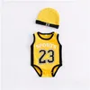 Rompers Baby Infant Boy Designer Designer kleding Romper Girl Basketball 23 Afdrukken Korte mouw met hoed klimmen 100% katoenen druppel levering Ki DHPU7