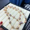 Torques Natural freshwater pearls long sweater chain in Europe wind is irregular baroque that mix colour abnormity pearl necklace 90CM