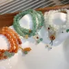 Urok bransolety Zielony naturalny kamień kryształowy bransoletka kwiatowa okrągłe luźne koraliki elastyczna lina dla kobiet biżuteria modowa