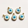 Polonyalı Fuwo 15mm Doğal paspas mavisi kötü göz kolye 18k altın kaplama çerçeve, mücevher yapımı için şanslı gözler pd613 5pcs