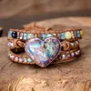 Bangle Love Heart Regalite Stone Wrap Armbanden Handgemaakte Gevlochten Kralen Triple Vriendin Boheemse Sieraden Cadeau