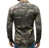 Autumn Men's Jackets Mens Casual Long Sleeve Camouflage denim Skjortor utomhus bergsklättring sliter lapel knapp armé grön bomull manlig blus