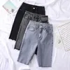 Damen Shorts Skinny Stretch Denim Short Sommer Hohe Taille Schwarz Blau Grau Knielange Jeans Shorts Jeans Short Femme 230520