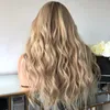 Highlight Blonde Ombre Wavy Synthetic Hair Lace Front For White Women Glueless High Temperature Fiber Cosplay