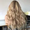 Выделите блондинку Ombre Wavy Synthetic Hair Curse Front для белых женщин, бездаковых высокотемпературных волокон косплея