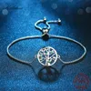 Bangles KALETINE Sterling Bracelets Heart Tree of Life Charm Green Crystal Bracelet Adjustable Sier Jewelry Women KLTB067