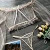 Sexy Set Ellilace Transparent Sous-Vêtements Épaule Sexy À Volants Costume Exotique À Manches Longues En Dentelle Sexy Sissy Top G-string Pantalon 230520