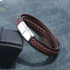 Tennis Bracelets Multilayer Men Bracelet Braided Genuine Leather Bangles For Male Stainless Steel Clasp Wrap