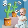 Novelty Items Dancing Cactus Toy Repeat Talking USB Charging Can Sing Record Cactus Bailarn Dansant Kids Education Toys Birthday Present G230520
