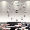 벽 시계 창조적 인 간단한 디지털 DIY 시계 무음 홈 침실 장식 스티커 펀치 프리 거실 장식