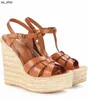 Sandały nazwa marka letnia sandał lady kliny hołd skórzany klin espadrille sandały wysokie obcasy buty luksusowy projekt J0523