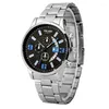 Montres-bracelets faux 3 yeux hommes montre à Quartz 2023 luxe bracelet en acier inoxydable mode hommes montres de sport pour homme affaires montre-bracelet décontractée