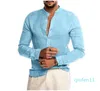 Nuove camicie da uomo di arrivo Polos Polos a V-Neck Long Linen Party Casual Shirts traspirante