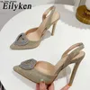 Sandały Eilyken kryształowy kształt serca klamra pumpy mody sztyletowe obcasy błyszczące glitter cekinowe eleganckie buty na cele j230518 J230519 J230522