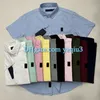 Mens Casual Shirts solid color small horse short sleeve embroidery colorful horse plus size Men Classic Business T-shirt Button Lapel Slim fit high quality shirt