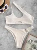 Damenbadebekleidung Sbart gerippter Ringausschnitt-Bikini Eleganter Slash-Ausschnitt Zweiteilige Frau Badeanzüge Sexy Micro 2023